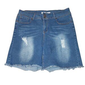 Celebrity Ace Women’s Distressed Blue Jean Shorts - Size 14, Cotton Blend